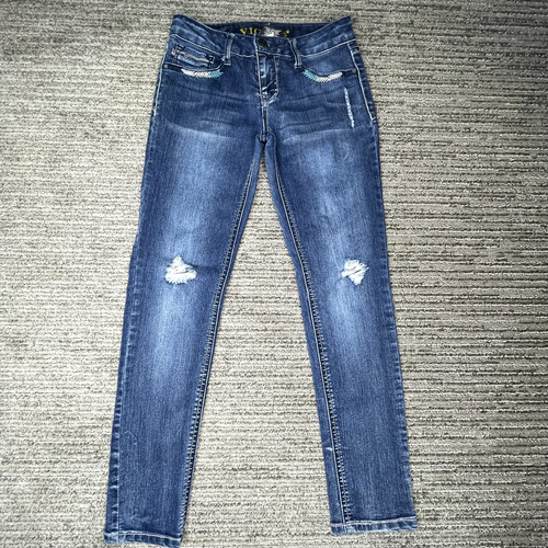 Vigoss Size 10 Girls Jeans Mid Rise Distressed Blue. Skinny Denim - Picture 1 of 9