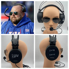 Brian Daboll Autographed Coaching Headset Complete Display Set with 2022 COTY In