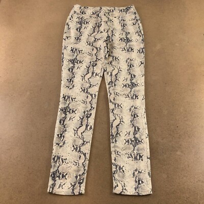 Chicos Womens Jeggings Beige Black Snake Elastic Waist Pockets Pants 4 New