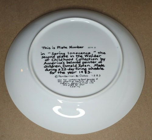 PEMBERTON & OAKS 1983 COLLECTOR PLATE "SPRING INNOCENCE" Beautiful!! - Picture 2 of 7