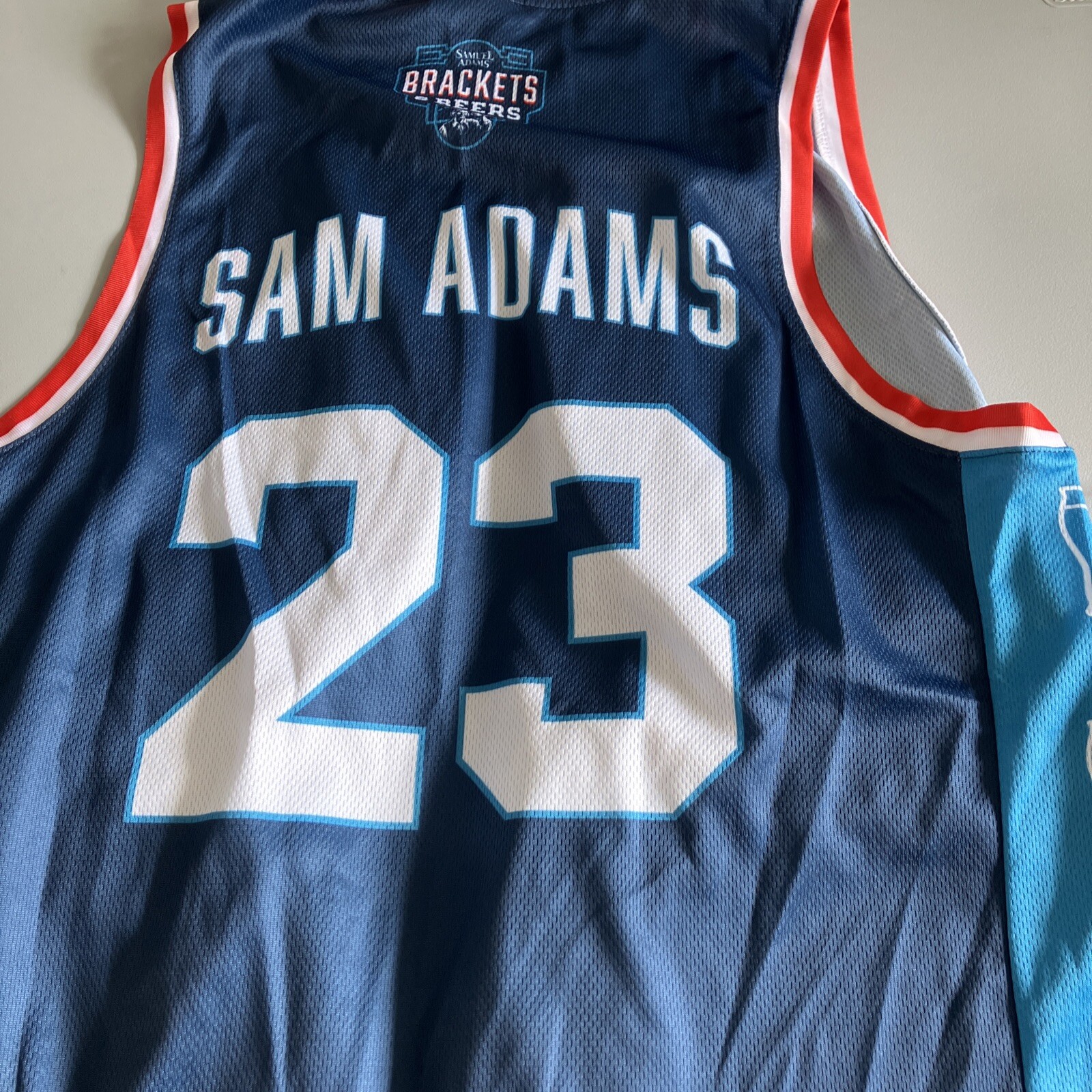 Men’s Sam Samual Adams Brackets & Beers Blue Basketball Jersey #23 Medium