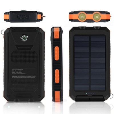 Waterproof strong solar power bank 20000mah compass mobile phone solar power