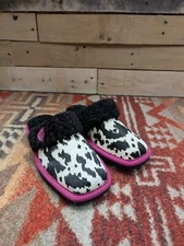 Womens Ariat Cow Print Square Toe Slippers