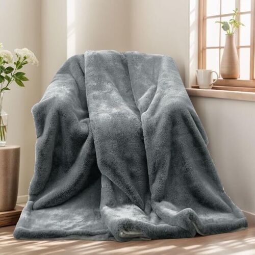 Plush Bed Blanket Mink Blankets Luxury Heavy Thick Warm Soft Winter Sofa Blanket - Picture 3 of 63