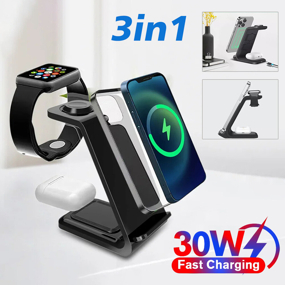 3in1 Wireless Charger Dock Station For Apple Watch Ultra 9 8 iPhone 15 14 13 Pro