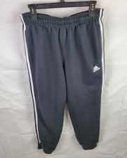 Adidas Pants Men's M Black 3 Stripes Essential Joggers Sweatpants Fleece Active
