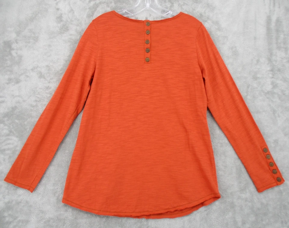 Неоновые Будда рубашка женщин средний декольте кнопка Boxy Lagenlook сожжен оранжевый - Изображение 2 из 4