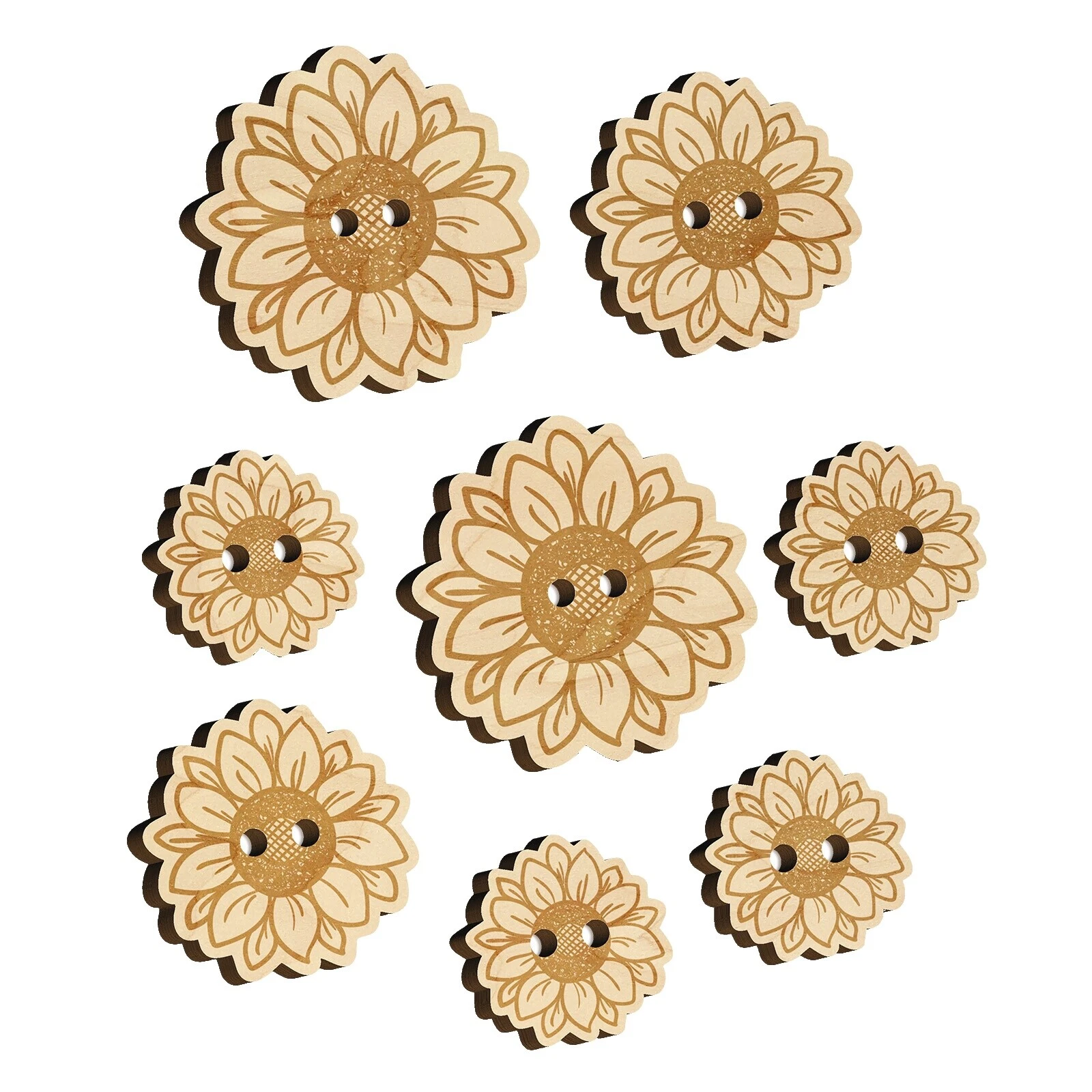 Wooden Upholstery 2-Hole Flat Button Sewing Buttons