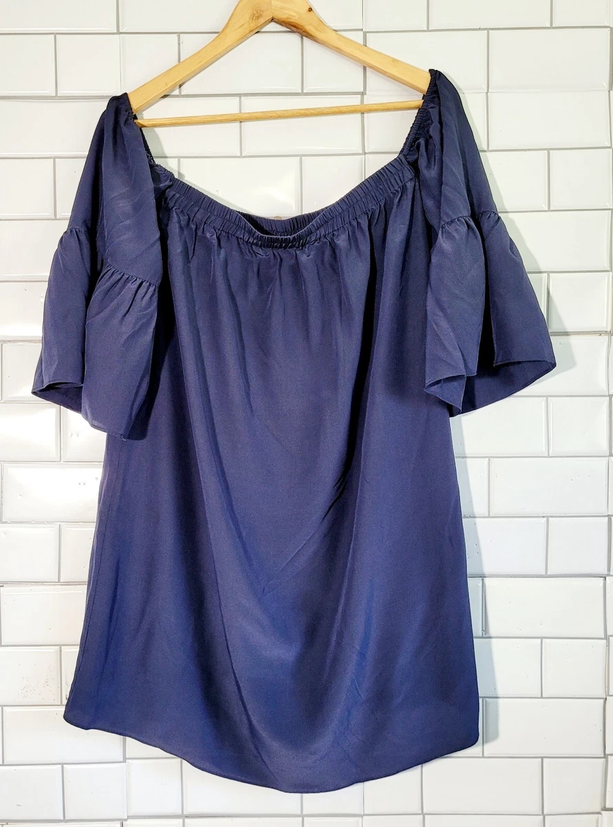 LILLY PULITZER Sanilla Silk Navy Off Shoulder Shift Dress with