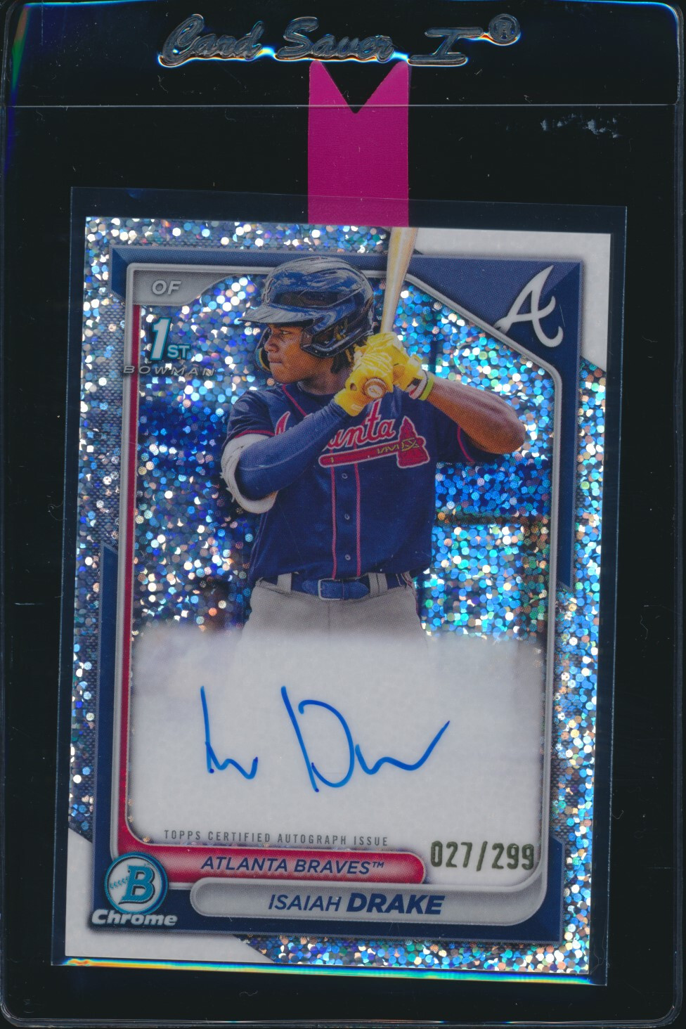 ISAIAH DRAKE AUTO 1st 2024 Bowman Chrome SPECKLE REFRACTOR/299 BRAVES Rookie RC