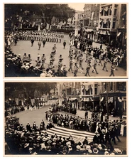 Stamford Connecticut Patriotic Parade Hartwell Delap 1910s RPPC Postcards x2