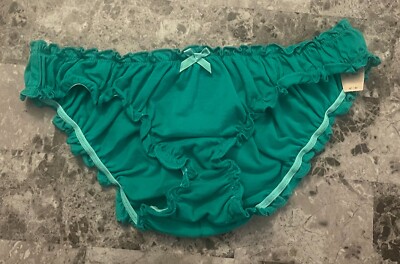 NWT VICTORIA'S SECRET MEDIUM GREEN RUFFLE BLOOMER RARE LOW RISE BIKINI ...