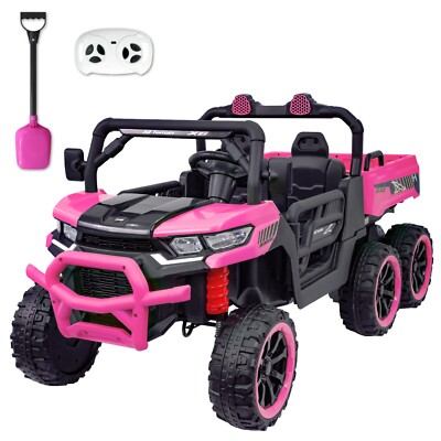 Pink Kids 2 Seater Ride on Car 24V Electric Dump Truck 4WD UTV w/Parental Remote