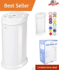 Modern Nursery Must-Have: Odor-Locking Steel Diaper Pail with Easy Maintenance