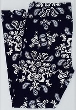 OS LuLaRoe One Size Leggings Beautiful Paisley Print on Dark Navy Blue U66 New