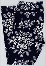 OS LuLaRoe One Size Leggings Beautiful Paisley Print on Dark Navy Blue U66 New