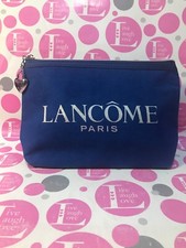 Lancome "CELEBRATING 80th YR" Blue/Faux Suede Cosmetic Bag ZIPPER CLASP HEART 
