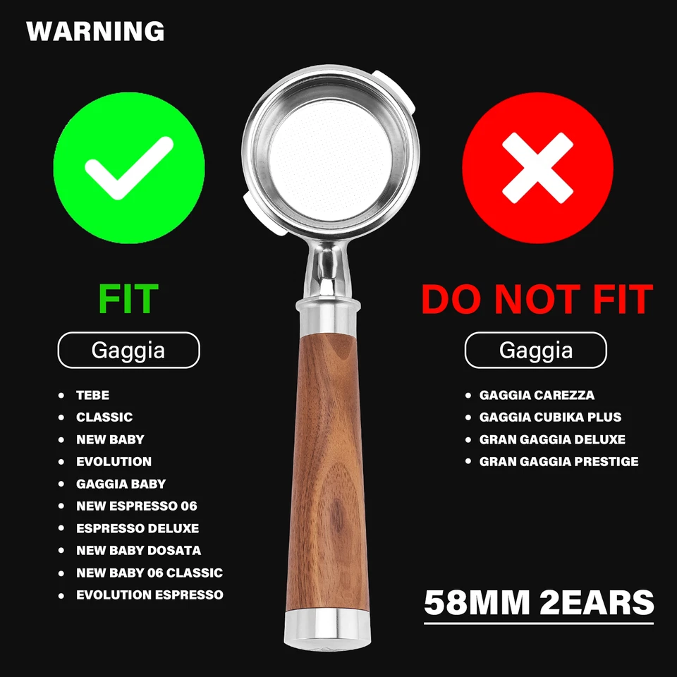 Portafiltro CrossCreek 58mm espresso sem fundo com 2 orelhas | Compatível com La Marzocco - Imagem 2 de 4