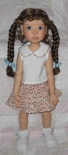 WEE 3 KATIE Doll Wig 12-13.5" LT BROWN Long Ponytail Braids Curly Bangs LY NWT