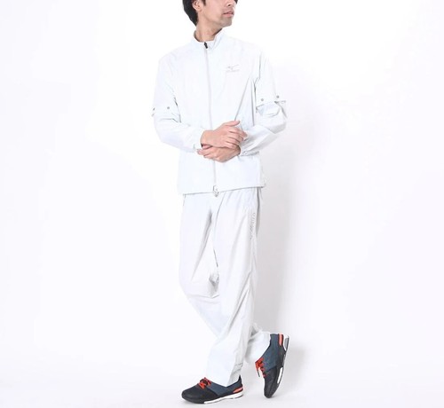 MIZUNO Golf Rain Jacket & Pants Set Ventilation Light Men Gray 52MG6A01 Size M - Picture 2 of 15