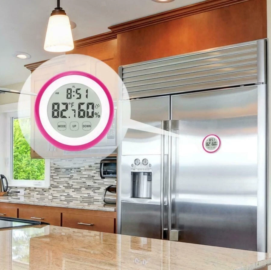 Digital Thermometer Clock, Temperature Humidity Monitor Alarm Clock Touch Screen - Image 4 of 4