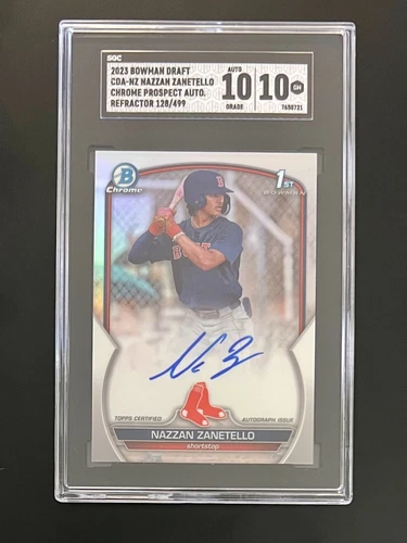 NAZZAN ZANETELLO *AUTO GEM MINT SGC 10 REFRACTOR /499* 2023 Bowman Draft #CDA-NZ