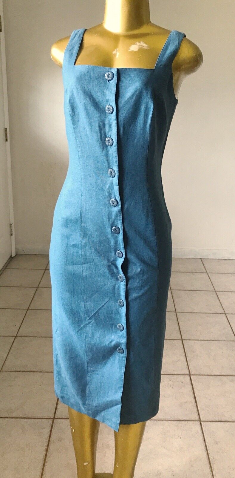 MARIE ST CLAIRE Womens Size 4 Blue Linen Vintage … - image 1