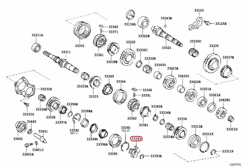 Buje de embrague de transmisión TOYOTA OEM AVENSIS CAMRY 5ª marcha 33393-42010 Foto 3 de 4