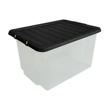 30L Clear Plastic Storage Boxes with Lids Stackable Box Home Office Kitchen UK