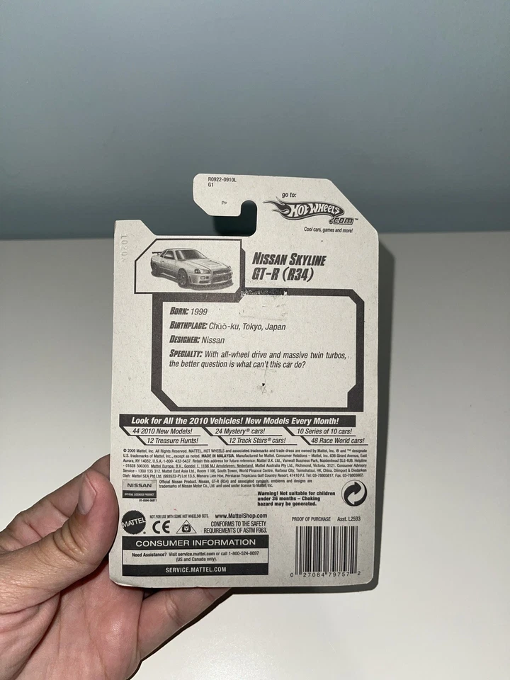 Nissan Skyline GTR R34 2010 07/44 Hot Wheels raro encontrar nuevo Foto 3 de 4