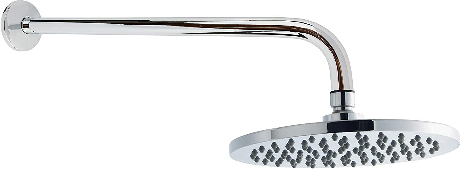 Extra Long Stainless Steel with Flange, Rain Head Shower Arm, 16 inch