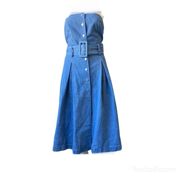 joa denim dress J.O.A 'Barton' Light Wash Strapless Denim Midi Dress