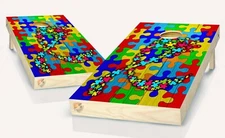 Autism Awareness Cornhole  Board Vinyl Wrap Skins Laminated Sticker Set Decal