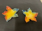 Set/2 Vintage Small Leaf Dish USA 350 marked Fall Autumn Shawnee Pottery