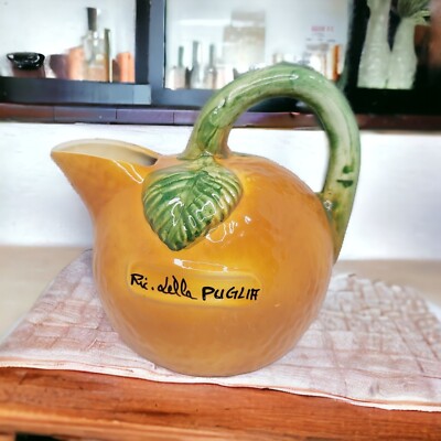vintage an・an no.16 VINTAGE ORANGE SHAPED ITALIAN POTTERY PITCHER GLAZED CERAMIC | eBay