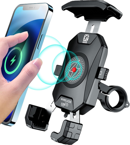 BRCOVAN Motorcycle Phone Mount with Qi 15W Wireless Charger and USB C 20W Fast C - Photo 7 sur 12