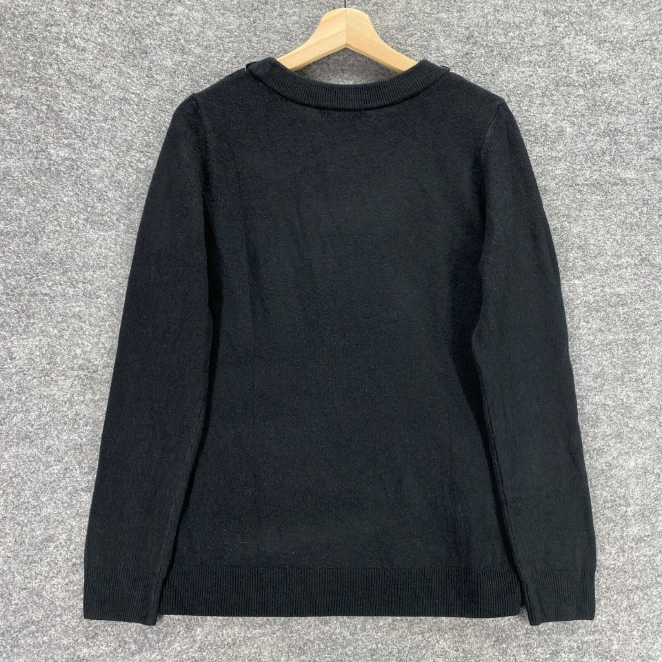 Novo Suéter Feminino Laura Scott G Grande Preto Enfeitado Gola Redonda Manga Longa - Imagem 2 de 4