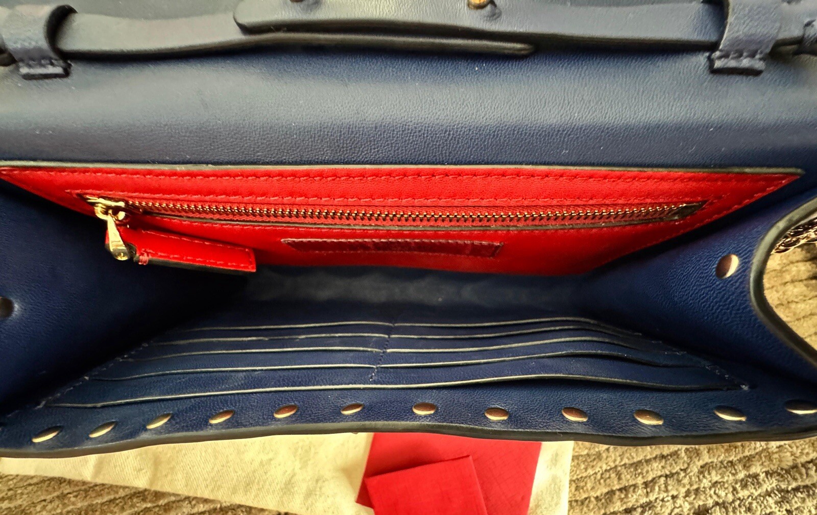 Valentino Rockstud Spike Wallet on Chain - Navy, Near Mint,Rare! image 8