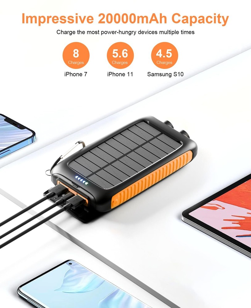 20000mAh Solar Power Bank - Portable Charger with External Battery 20000mAh Solar Power Bank - Portable Charger with External Battery