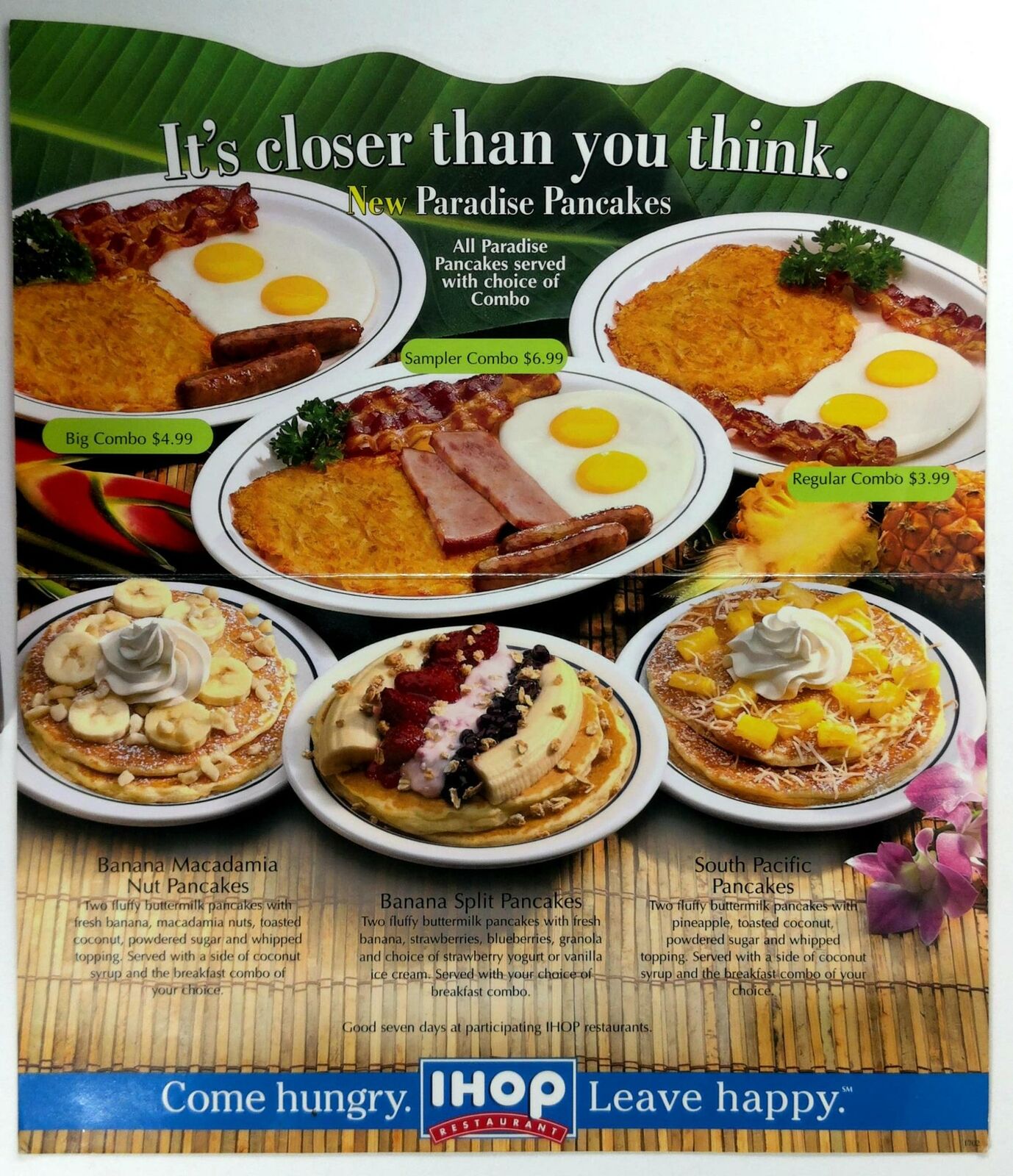 IHOP Restaurant 2 for $ 20 Original mini MENU Double Sided Laminated  Pancoins