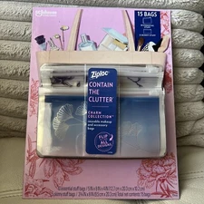 Ziploc Contain Clutter Charm Collection 15 Reusable Organizer Accessory Bags