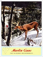 Marlin Guns Deer Scene Metal Sign 3 Sizes to Choose From