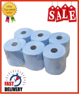 EPISENT Blue Roll 6-Pack | Centrefeed Embossed Kitchen Paper Towel | 2 Ply