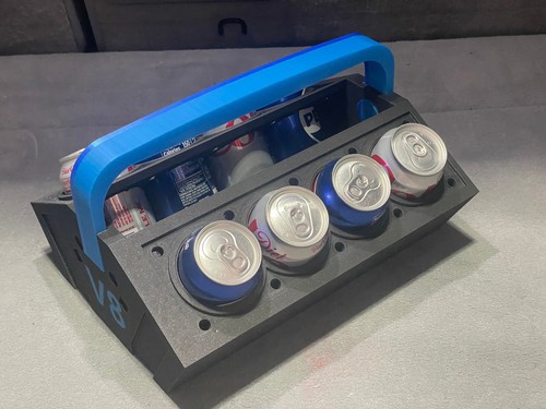 V8 Engine Cooler - holds 8x 12oz or 16oz cans with ice! Black & Red V8 - Picture 2 of 9