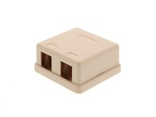2-Port Dual Keystone Jack Surface Mount Housing Box - RJ45 RJ12 RJ11 - Ivory