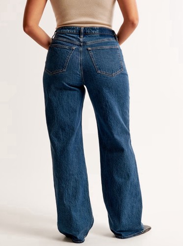 Abercrombie & Fitch Curve Love High Rise 90s Relaxed Jean Dark - Size 33 S (16) - Picture 3 of 5