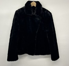 Wallace Sacks Luxury Jacket Black Faux Fur Collar Vintage Style Uk 16