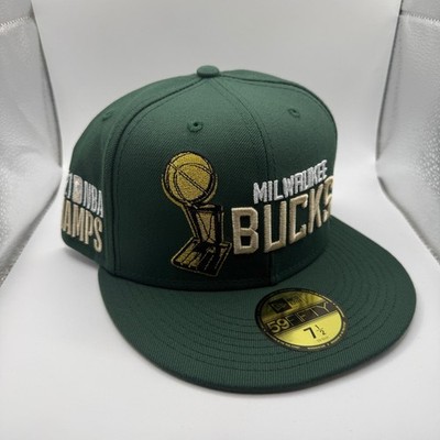 New Era Milwaukee Bucks 2021 NBA Champs 59FIFTY Fitted Hat 7 1/2 Green 60237137