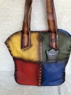 Amerileather Tote Patchwork Leather Handbag NWT Removable Center Pouch