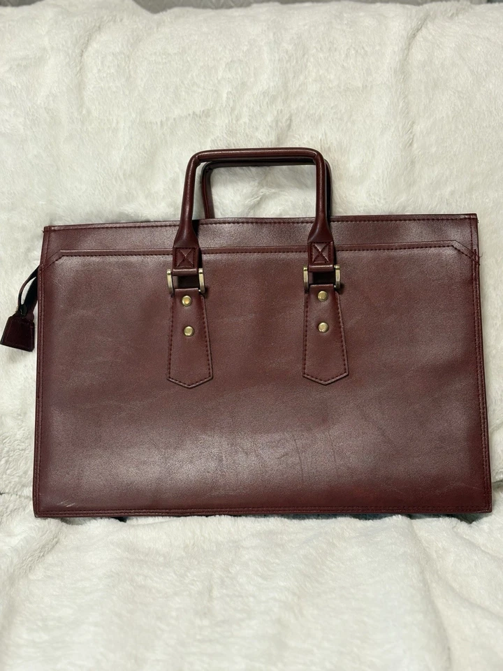 De Colección Airway Industries Maletín Portafolio Bolso Adjunto Rojo Borgoña Imitación Cuero Foto 4 de 4